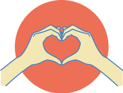 Hands heart icon with background