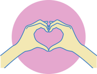 Hands heart icon pink